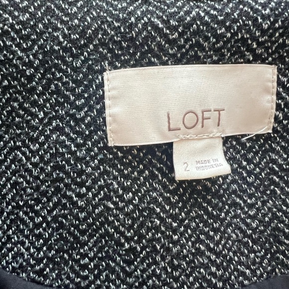 LOFT black & white herringbone blazer 2 - Picture 4 of 6